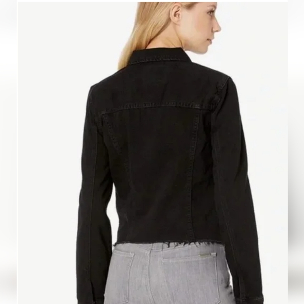 BLANK NYC raw hem black denim jacket size medium - Picture 2 of 9